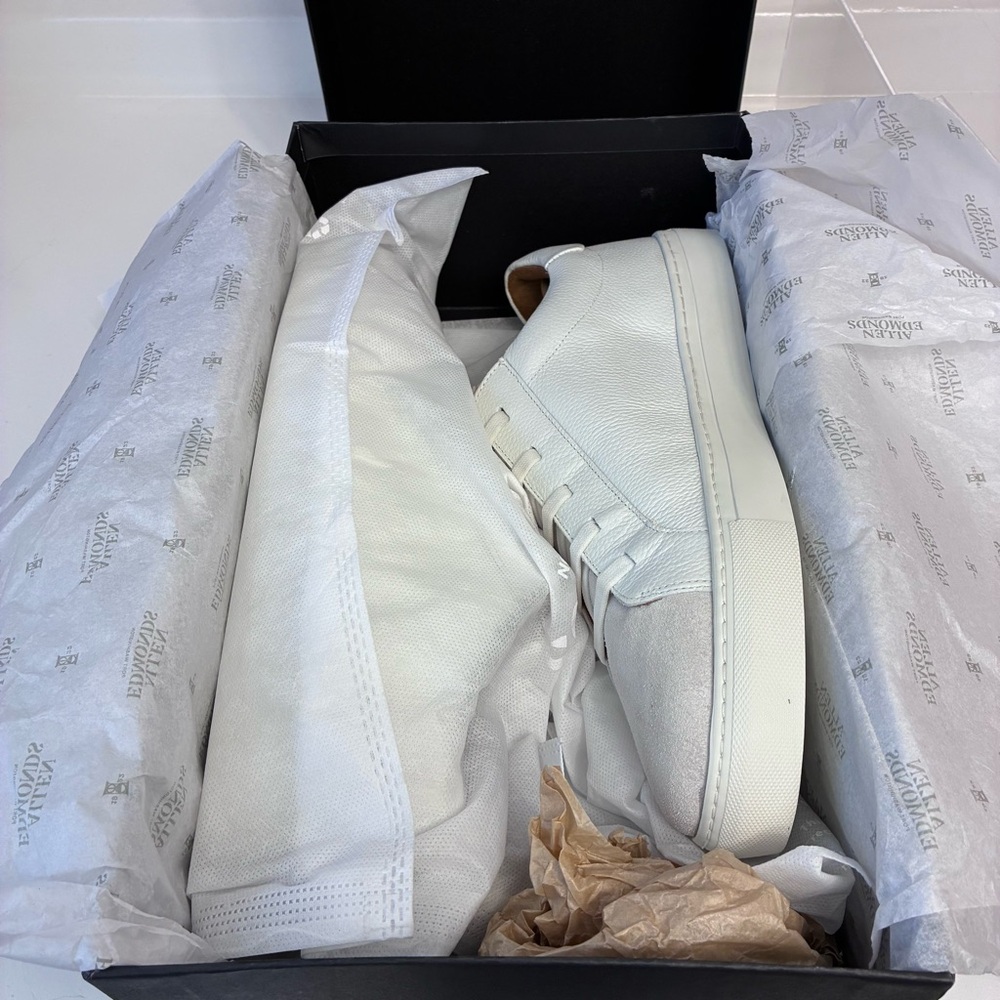 Allen Edmonds White Fisher Mix Leather Sneakers Sz 12 - Picture 9 of 10